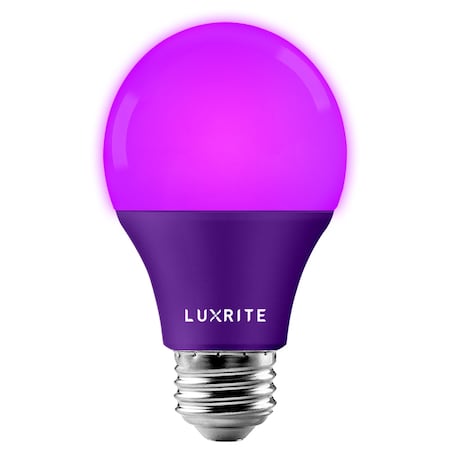 Luxrite A19 LED Light Bulbs 8W (60W Equivalent) Purple Colored Bulbs Non-Dimmable E26 Base LR21494-1PK